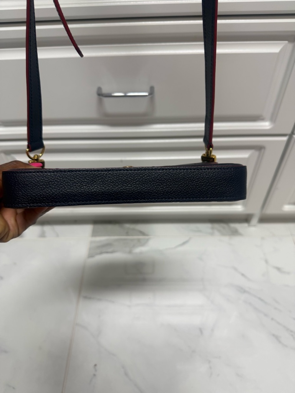 Louis Vuitton Navy Felicie Crossbody with Red Trim and Gold Hardware - Picture 4 of 10